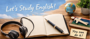 英語学習ログ用の机上風景、ノートとペンとコーヒー