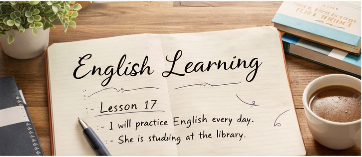 英語学習ログ用の机上風景、ノートとペンとコーヒー